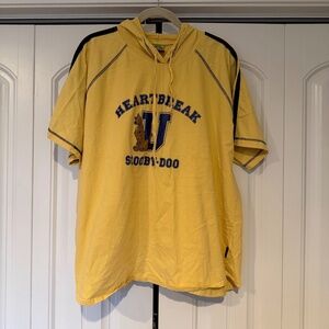 Vintage Y2K 2000s Scooby-Doo HEARTBREAK Glitter Yellow Hoodie Top Shirt